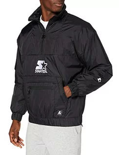 Kurtki męskie - Starter Black Label Męska wiatrówka z logo, męska kurtka przeciwwiatrowa z zamkiem błyskawicznym w kolorze czarnym, rozmiar od S do XXL, czarny, L - grafika 1