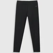 Legginsy - Legginsy Dziewczęce Spodnie 4F Bawełniane Klasyczne Czarne 4FJWAW25TTIGF247 164 - miniaturka - grafika 1