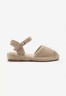 Espadryle damskie - Beżowe Płaskie Sandały Espadryle na Plecionej z Juty Podeszwie Zapinane przy Kostce na Sprzączkę Mellata - miniaturka - grafika 1