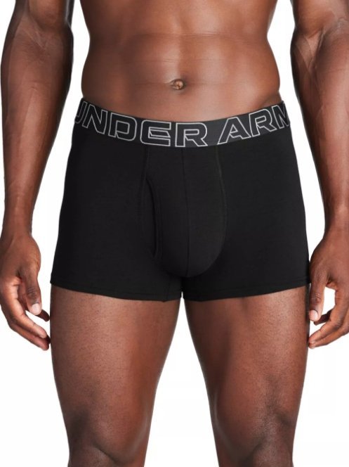 UNDER ARMOUR BOKSERKI MĘSKIE CZARNE Z LOGO NA PASIE 3 PACK M J7A