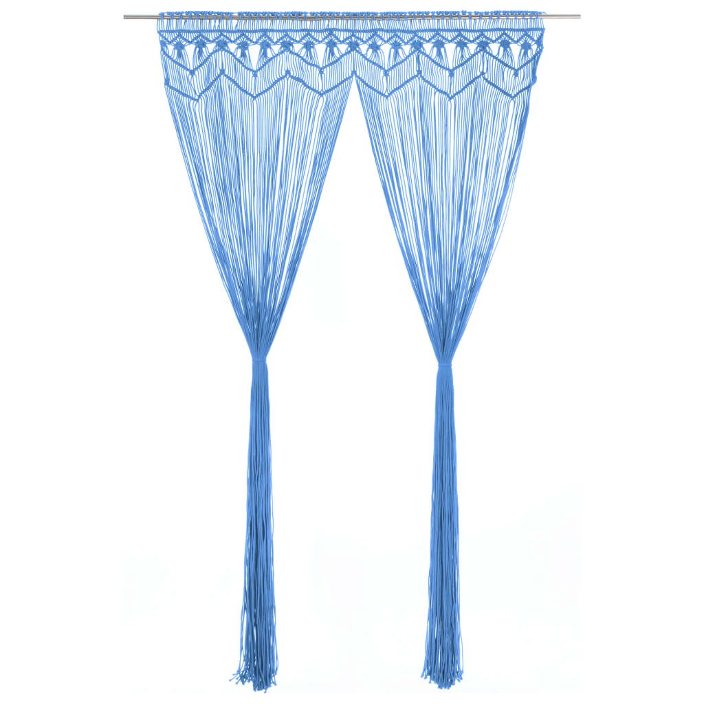 Zasłona makramowa niebieska 140x240 cm bawełna