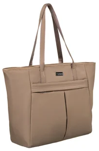 PETERSON Torba damska na ramię torebka miejska beżowa duża mieści a4 kieszonki shopper bag na suwak - Torebki damskie - miniaturka - grafika 1