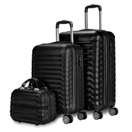 Walizki - NUMOWANY zestaw walizek sztywnych 3/4 szt. - walizka kabina 53cm, średnia 63cm, duża 75cm i Neceser. Wytrzymałe, lekkie i bezpieczne, 1. czarny, 3 Piezas, Zestaw ABS Eco Friendly podróży walizki, 4 - miniaturka - grafika 1
