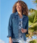 Kurtki damskie - Jeansowa kurtka ze stretchem Kobieta Atlas For Men - Kolor : Granatowy - Rozmiar : 36/38 - miniaturka - grafika 1