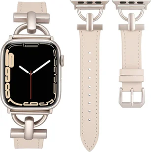 PASEK DO ZEGARKA APPLE WATCH 1/2/3/4/5/6/7/8/9/SE 38/40/41 BEŻOWY ELEGANCKI - Akcesoria do smartwatchy - miniaturka - grafika 1