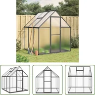 Szklarnie ogrodowe - The Living Store Szklarnia z ramą fundamentową antracyt 169x169x195 cm aluminium - miniaturka - grafika 1