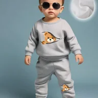 Dresy i komplety dla chłopców - TEMU Nowy dla Chłopca: Urocza Bluza z Kapturem w Misieczkowe Wzory + Spodnie Dresowe – Idealny na Aktywności Na Zewnątrz, Prezent na Wiosnę/Jesień - miniaturka - grafika 1