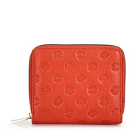 Portfele - Damski portfel skórzany w tłoczenie pomarańczowy - miniaturka - grafika 1