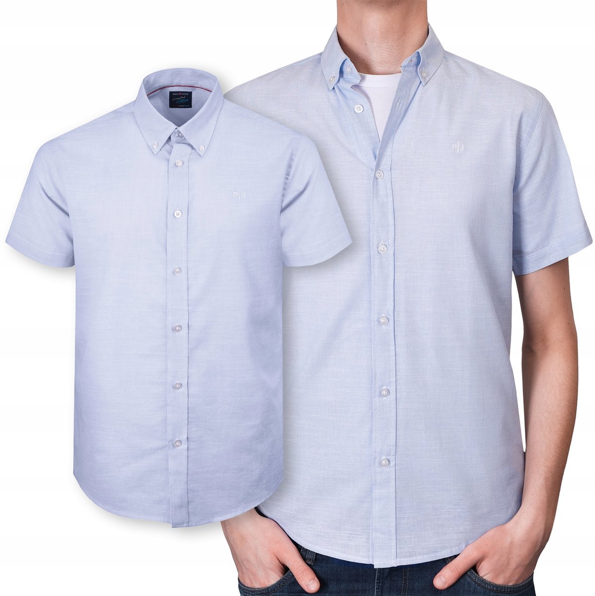 KOSZULA Męska w PASKI z Krótkim Rękawem SLIM FIT Bawełniana XL Pako Jeans