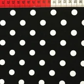 Pasmanteria - Tkanina bawełniana grochy 11mm białe na czarnym tle - miniaturka - grafika 1