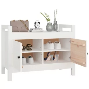 Lumarko Ławka do przedpokoju, biały, 80x40x60 cm, lite drewno sosnowe - Ławki do przedpokoju - miniaturka - grafika 8