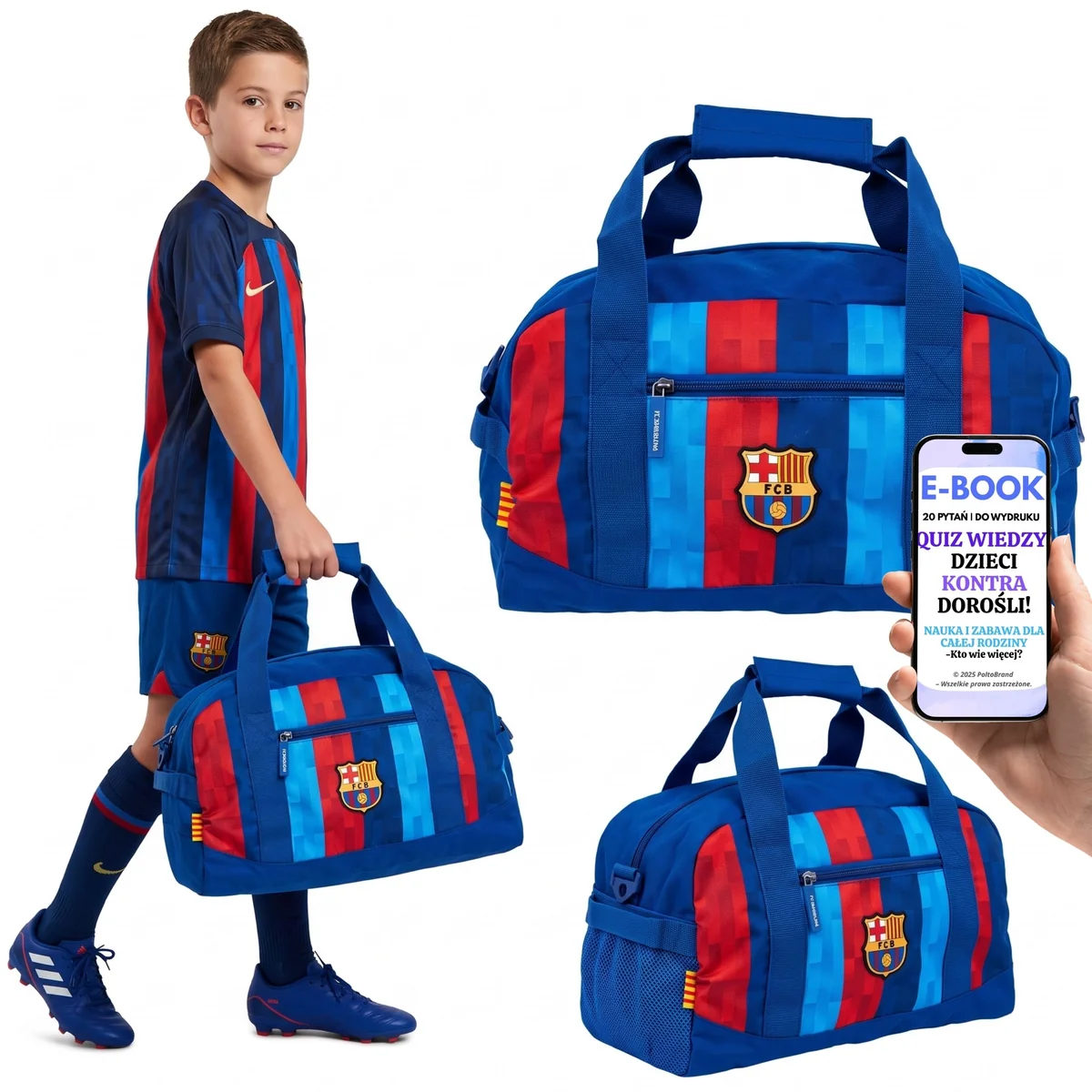 Torba Piłkarska FC Barcelona Astra z Licencją Klubu Pojemna 21L + E-BOOK-2