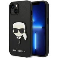 Etui i futerały do telefonów - Etui KARL LAGERFELD Saffiano Karl’s Head Patch do Apple iPhone 14 Plus Czarny - miniaturka - grafika 1