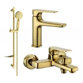 Baterie umywalkowe - Mexen Lynx DF40 zestaw wannowy, złoty - miniaturka - grafika 1