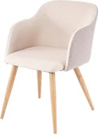 Krzesła - Krzesło do jadalni HWC-D71, krzesło kuchenne, design retro, podłokietniki tkanina/tkanina ~ kremowo-beżowy - miniaturka - grafika 1
