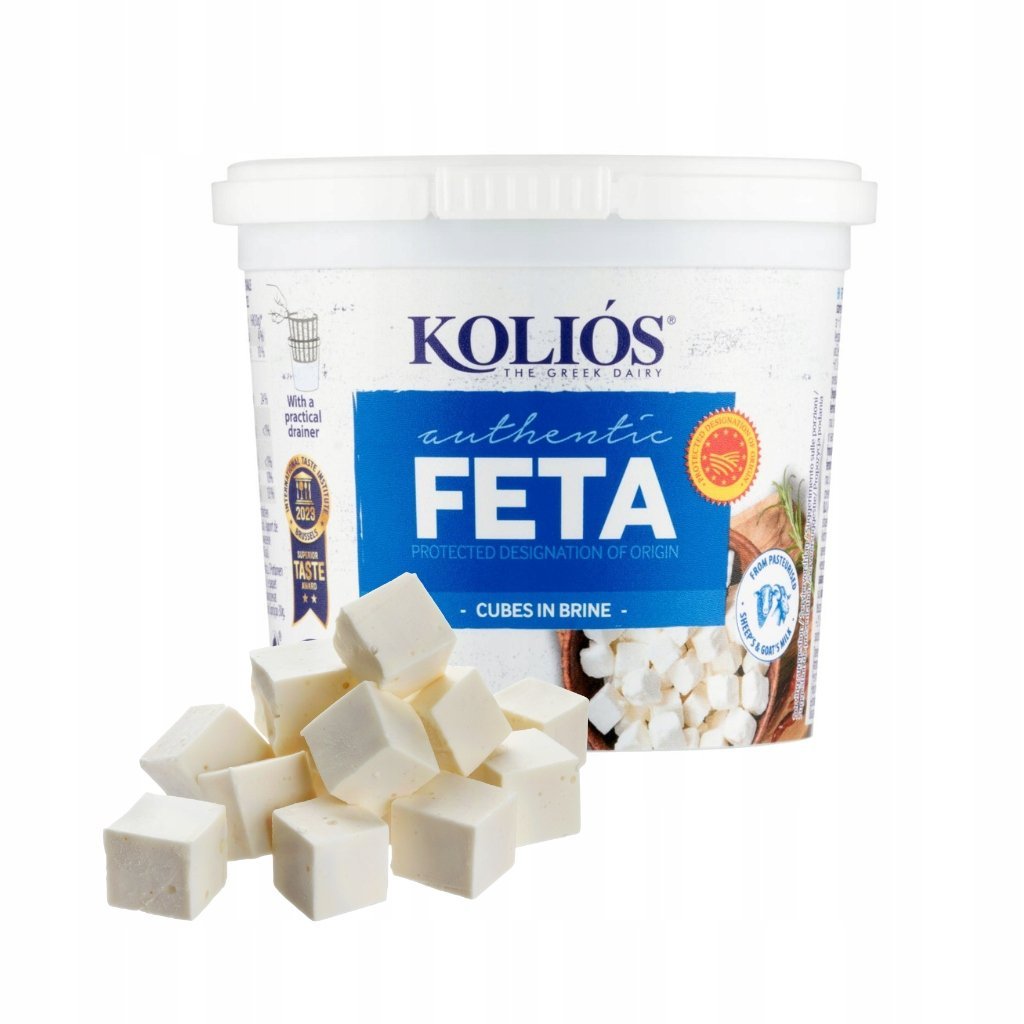 Grecki ser Feta P.D.O. Kolios Pokrojony w Kostkę Autentyczny Feta z Grecji