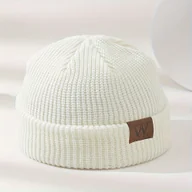 Czapki dla dzieci - TEMU MAKEFGE Elastyczna Czapka Beanie dla Nastolatków - Lekki 100% Akrylowy Zimowy Kapelusz z Naszywką Logo, Czarna Czapka na Cały Rok do Prania w - miniaturka - grafika 1