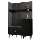 Meble do przedpokoju - Garderoba komoda szafka na buty z panelami tapicerowanym i wieszakami PALERMO 10 czarny kaszmir - miniaturka - grafika 1