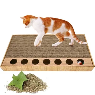 Drapak dla kota, do drapania, zabawka, piłka, poziomy, tekturowy, 48x25x6 cm - Drapaki dla kotów - miniaturka - grafika 1