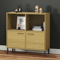 Regały - vidaXL Regał OSLO, metalowe nóżki, brązowy, 90x35x90,5 cm, drewno - miniaturka - grafika 1