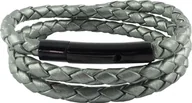 Naszyjniki męskie - König Design skórzany naszyjnik skórzany pasek skórzana bransoletka 6 mm męski naszyjnik 17 cm - 100 cm pleciony, długość: 85 centymetrów, kolor: szary metalik - miniaturka - grafika 1