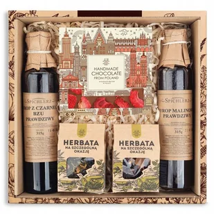 Premium KOSZ prezentowy CZEKOLADA SYROP HERBATA - Zestawy upominkowe - miniaturka - grafika 1