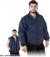 Kurtki męskie - CZAPLA2 - Kurtka zimowa z odpinanymi rękawami - granatowo-czerwony XL - miniaturka - grafika 1