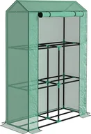 Szklarnie ogrodowe - Szklarnia Outsunny z półkami i drzwiami rolowanymi, zimoodporna szklarnia z folii stalowej, szklarnia na balkon, ogród, pomidorownia z ochroną UV 100x40x150cm - miniaturka - grafika 1