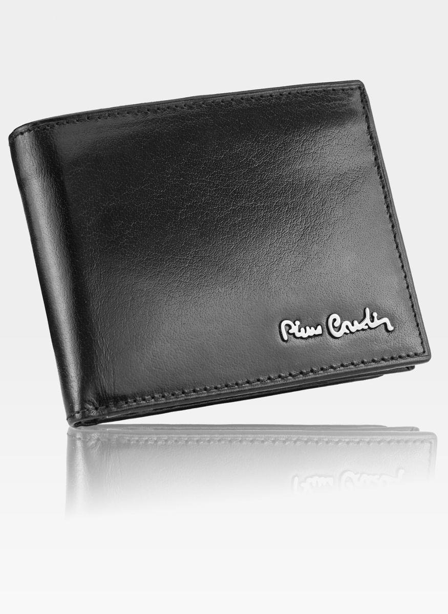 Pierre Cardin, Portfel skórzany męski, Tilak51 8824, czarny, ochrona RFID, mały