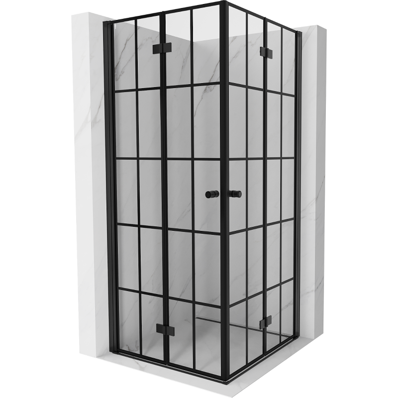Mexen Mist-F Duo kabina prysznicowa składana 95 x 95 cm, czarna kratka, czarna - 8A6-095L-095P-70-77