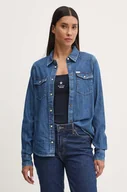 Koszule damskie - Guess Jeans koszula jeansowa damska kolor niebieski slim z kołnierzykiem klasycznym W4YH35 D5EI3 - miniaturka - grafika 1
