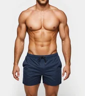 Kąpielówki męskie - Krótkie męskie spodenki plażowe z kieszeniami granatowe Recea - miniaturka - grafika 1