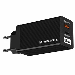Ładowarka Sieciowa GaN 65W z portami USB, USB C wspiera QC 3.0 PD czarna (WWCG01) - Ładowarki do telefonów - miniaturka - grafika 1