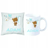 Gadżety dla niej i dla niego - Baby Shower ZESTAW PREZENT PODUSZKA + KUBEK + Imię - miniaturka - grafika 1