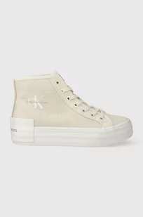 Calvin Klein Jeans trampki BOLD VULC FLATF MID CS ML BTW damskie kolor beżowy - Trampki damskie - miniaturka - grafika 1