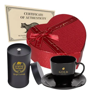 Kawa Kopi Luwak + filiżanka w pudełku o kształcie serca - Kawa na prezent. - Zestawy upominkowe - miniaturka - grafika 1