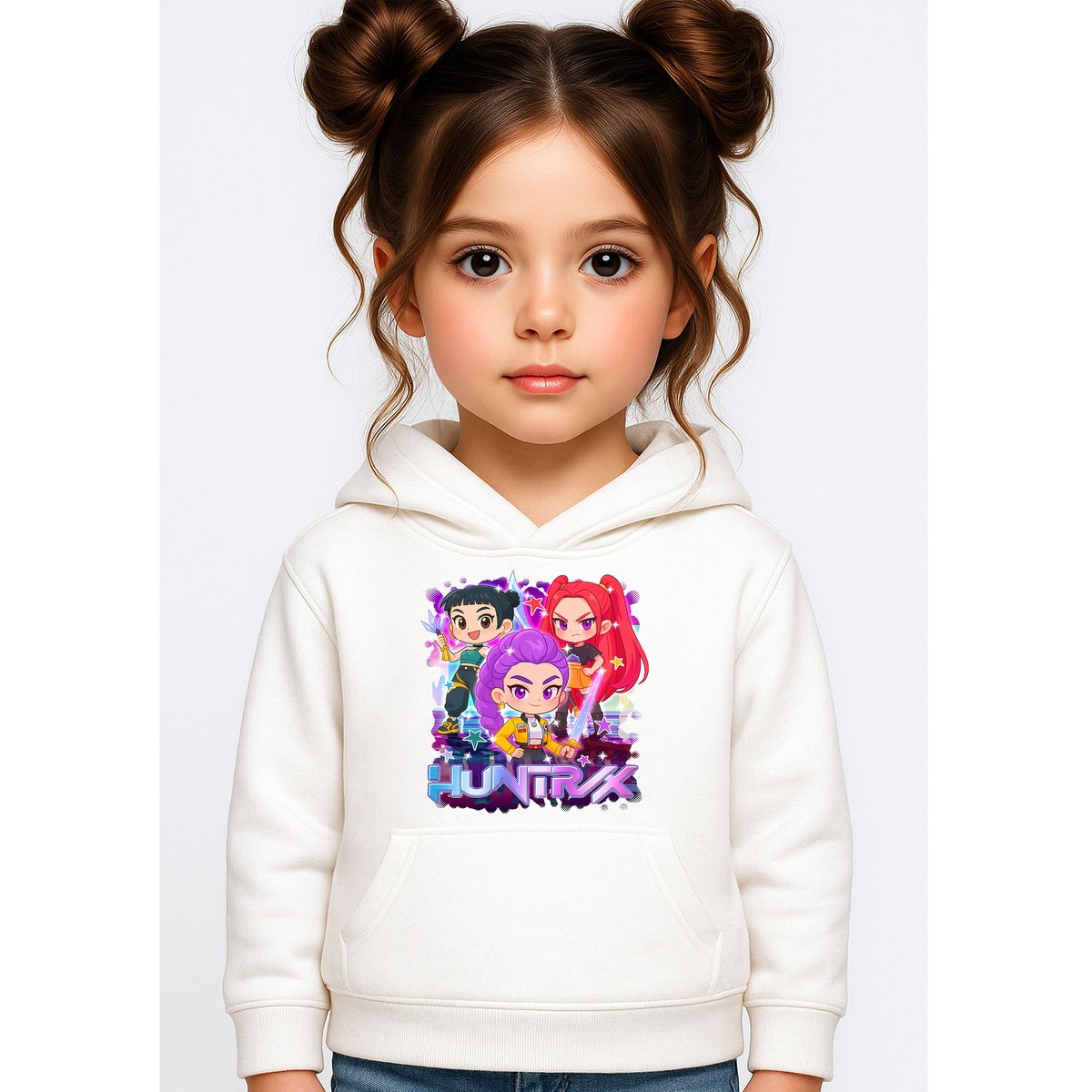 BLUZA DZIECIĘCA KPOP DEMON HUNTERS HUNTRIX 134-140 Z KAPTUREM BAWEŁNIANA