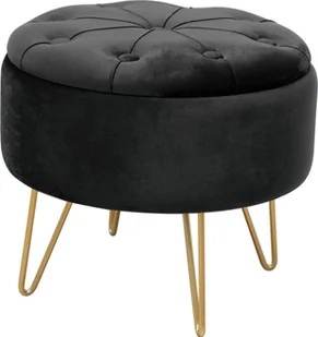 Fabryka Mebli Akord Pufa pikowana z pojemnikiem welurowa CARO Czarna - Pufy i podnóżki - miniaturka - grafika 1