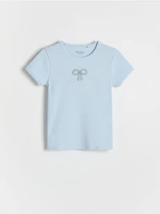 Reserved - T-shirt z cyrkoniami - jasnoniebieski - Koszulki dla dziewczynek - miniaturka - grafika 1
