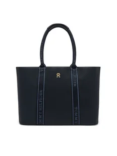 Tommy Hilfiger Torebka Th Logotape Tote AW0AW17198 Granatowy - Torebki damskie - miniaturka - grafika 1