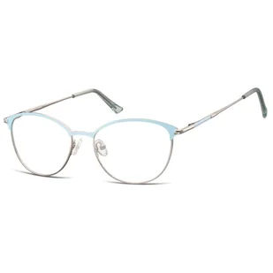 Okulary damskie zerówki kocie oprawki korekcyjne medium M295 błękit/srebrny - Okulary korekcyjne, oprawki, szkła - miniaturka - grafika 1