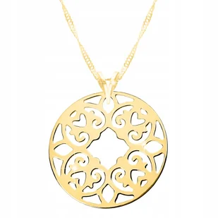 Złoty Naszyjnik 925 z Blaszką Ażurowa Rozetka Koło Kółko Okrągła Rozeta - Naszyjniki - miniaturka - grafika 1