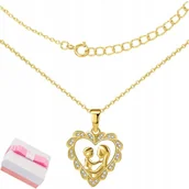 Biżuteria dla dzieci - ZŁOTY NASZYJNIK SREBRO SERCE MATKA Z DZIECIĄTKIEM - miniaturka - grafika 1