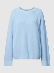 Sweter z dzianiny z wyhaftowanym logo - Swetry damskie - miniaturka - grafika 1