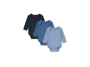 lupilu® Body niemowlęce bawełniane z długimi rękawami, 3 sztuki (74/80, Granatowy/niebieski) - Body dla niemowląt - miniaturka - grafika 1