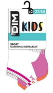 Skarpetki damskie - DIM Skarpety dziewczęce sportowe FILLE skarpety do kostki, różowe Rétro/Corail, 35 regularne (2 sztuki) - miniaturka - grafika 1