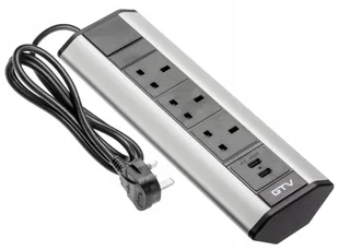 Przedłużacz biurkowy kątowy, 3x gniazdo UK, 2xUSB - Przedłużacze i rozgałęźniki - miniaturka - grafika 1