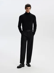 Reserved - Spodnie chino wide leg - czarny - Spodnie męskie - miniaturka - grafika 1