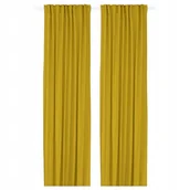 Zasłony - IKEA GINSTMOTT Zasłona 2 szt na taśmie żółty 145x300 cm Przyciemniająca - miniaturka - grafika 1
