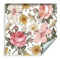 Tapety - Muralo Tapeta Piękne Róże Hibiskus i Rumianek 118003494 T_F_10mx53_W_118003494_A - miniaturka - grafika 1